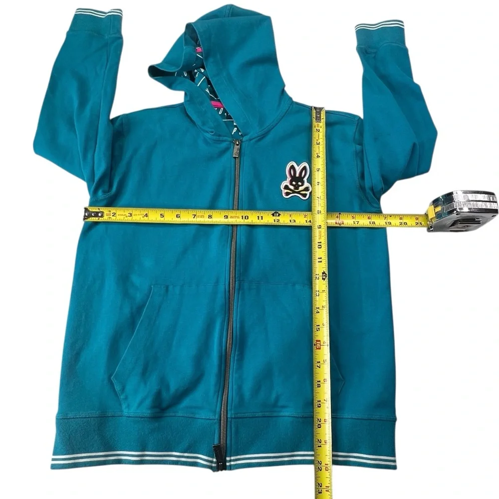 Psycho Bunny Big Kid Logo Patch Zip-Up Hoodie Unisex Boys Girls Youth L 14/16